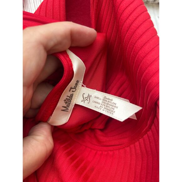Matilda Jane Poolside Party Red Ribbed Halter One-Piece Swimsuit Size XL - Picture 7 of 7